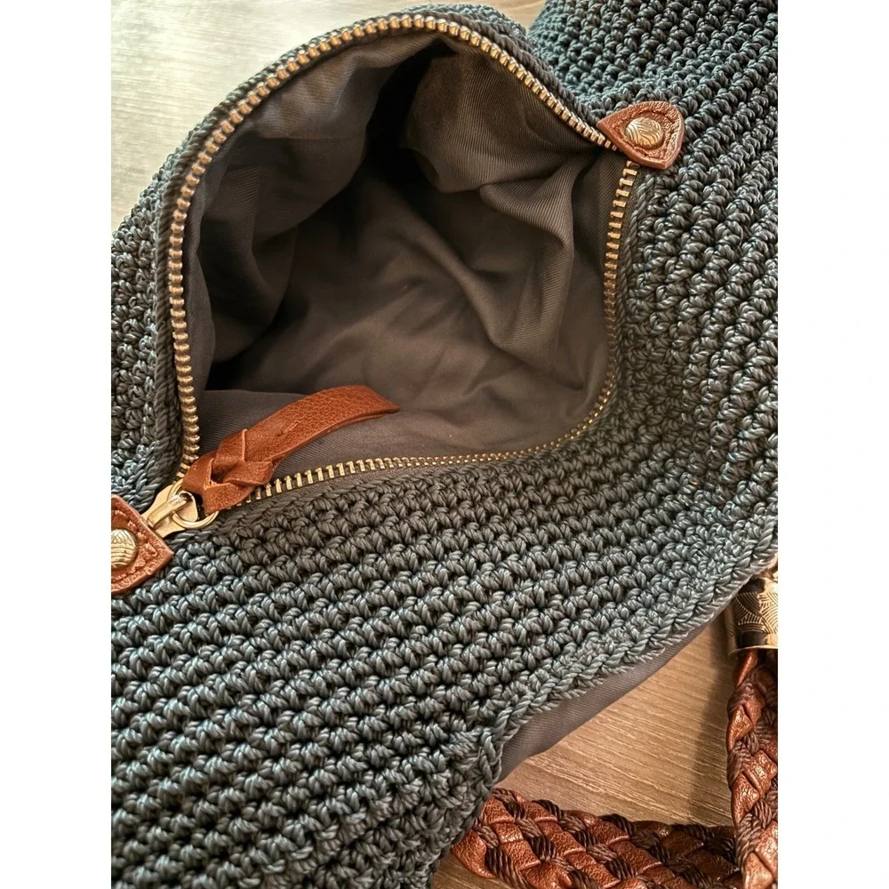 The Sak Indio Crochet Shoulder Bag‎ Braided Strap Hobo boho cottage festival
